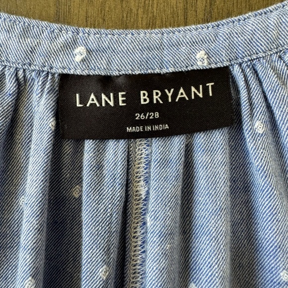 Lane Bryant Classic Split Neck 3/4 Sleeve Smock Blouse Chambray Size 26/28 - Picture 8 of 13